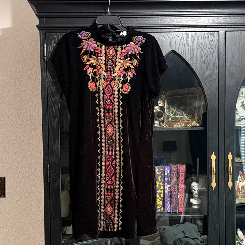 Embroidered Black Dress